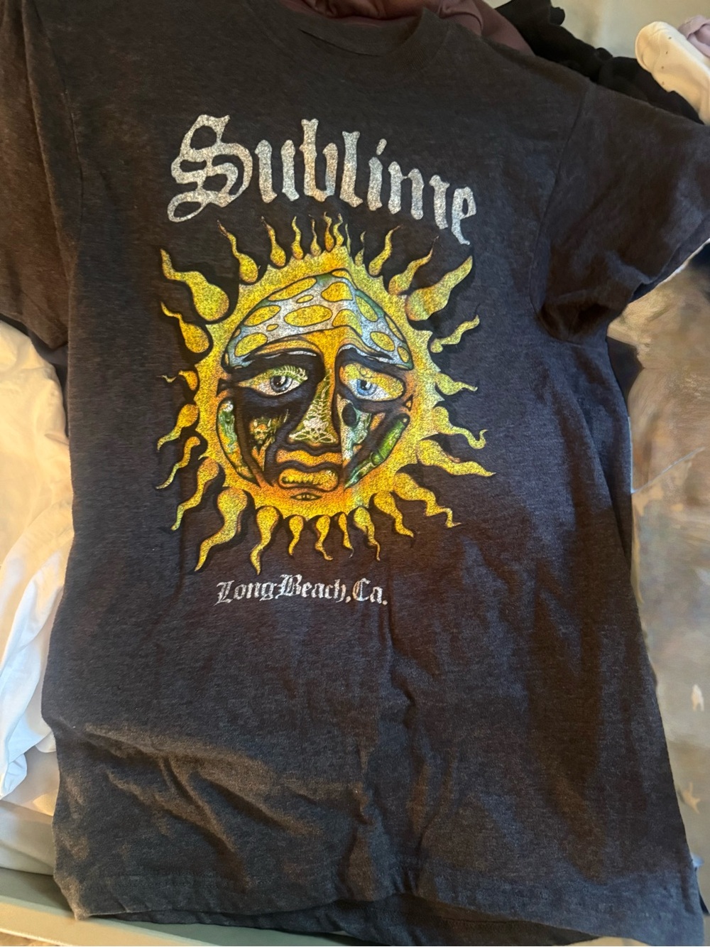 Sublime Long Sleeve Graphic Tee - Charcoal with Yellow Sun